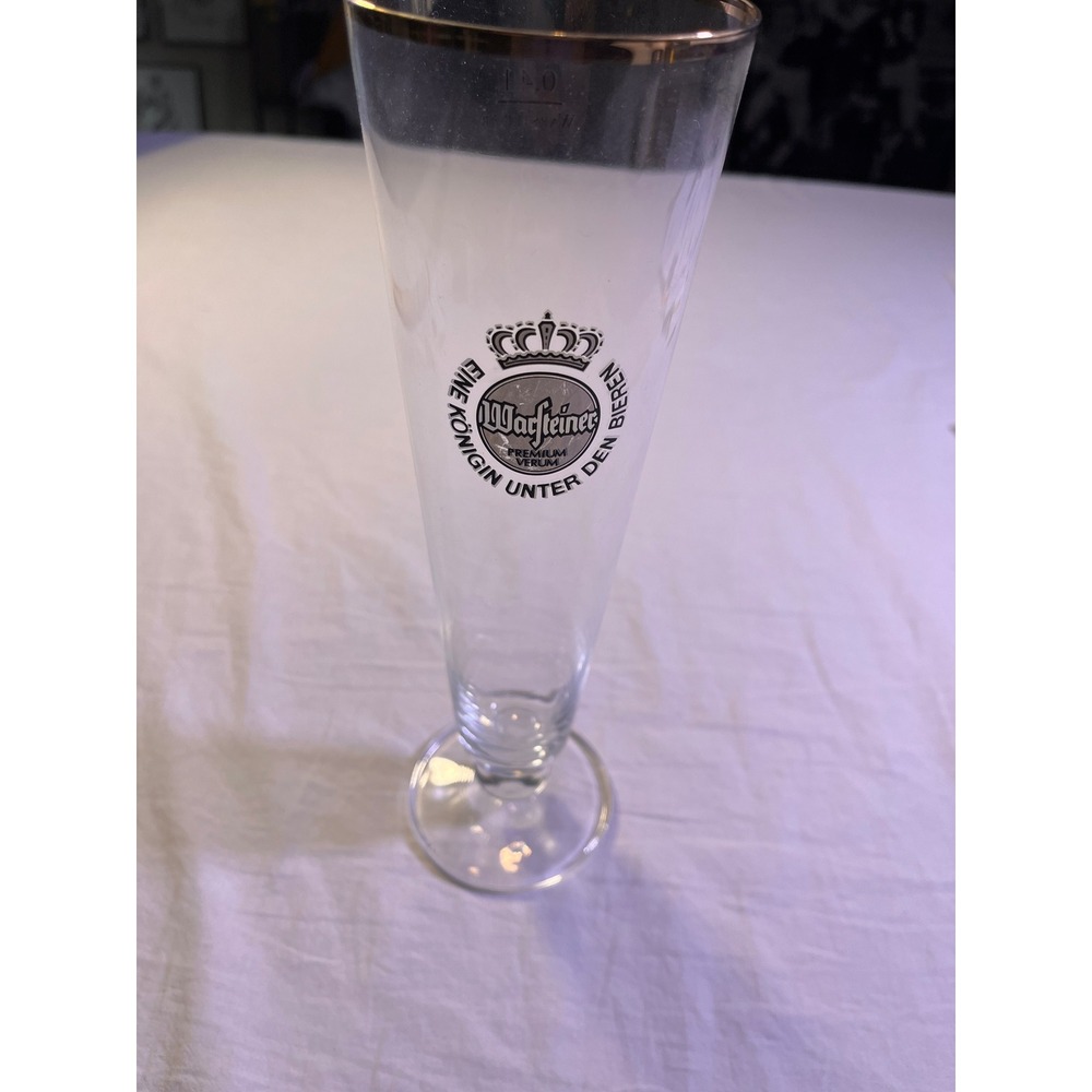 Warsteiner Beer Glass Unisex OS Clear Pre-Owned Gold Rim Pilsner Flute